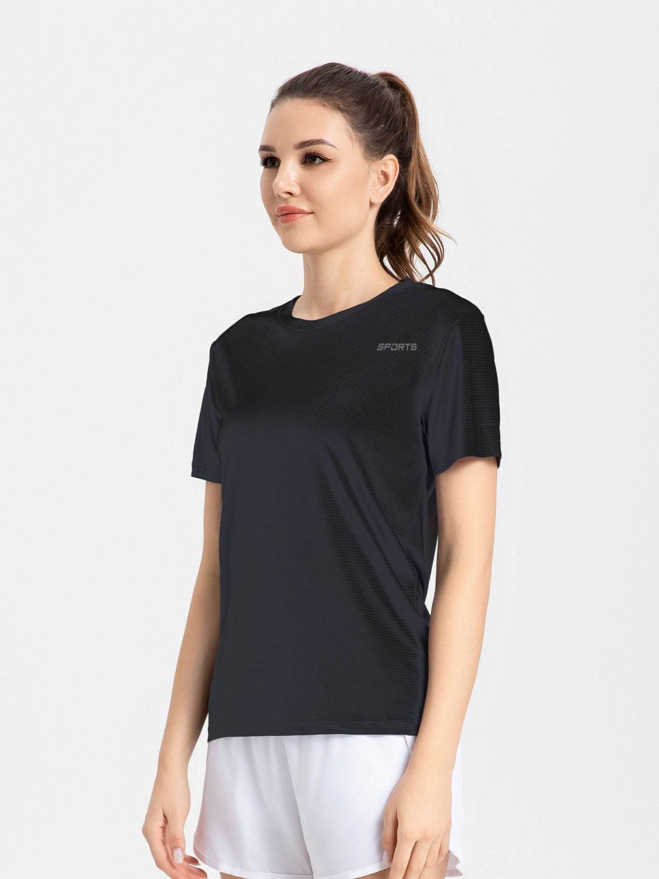 Women's Sports Short Sleeve Quick-drying Breathable Cooldry Gym Running Training Printed Top Round Neck T-shirt - MYLUXURY LANE ENTERPRISE