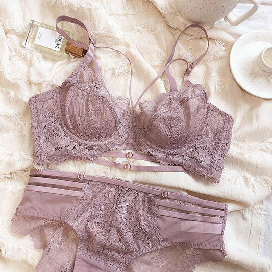 Women's Sexy Lace Gathered Bra Set - MYLUXURY LANE ENTERPRISE