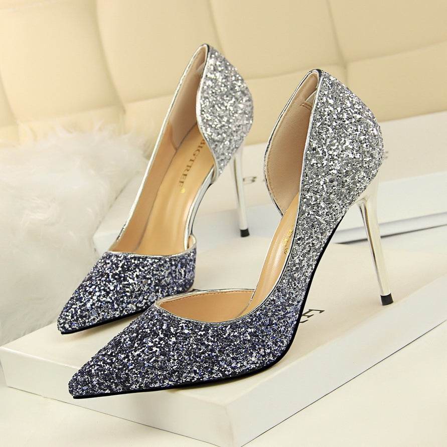 Gradient color block sequined high heels - MYLUXURY LANE ENTERPRISE