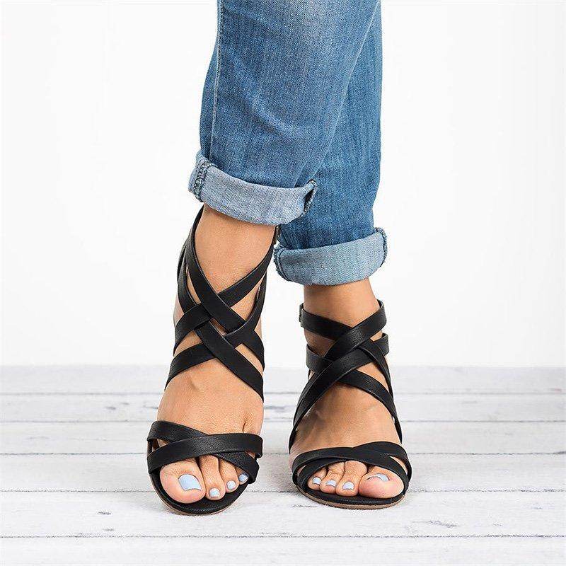 Oversized cross strap sandals - MYLUXURY LANE ENTERPRISE