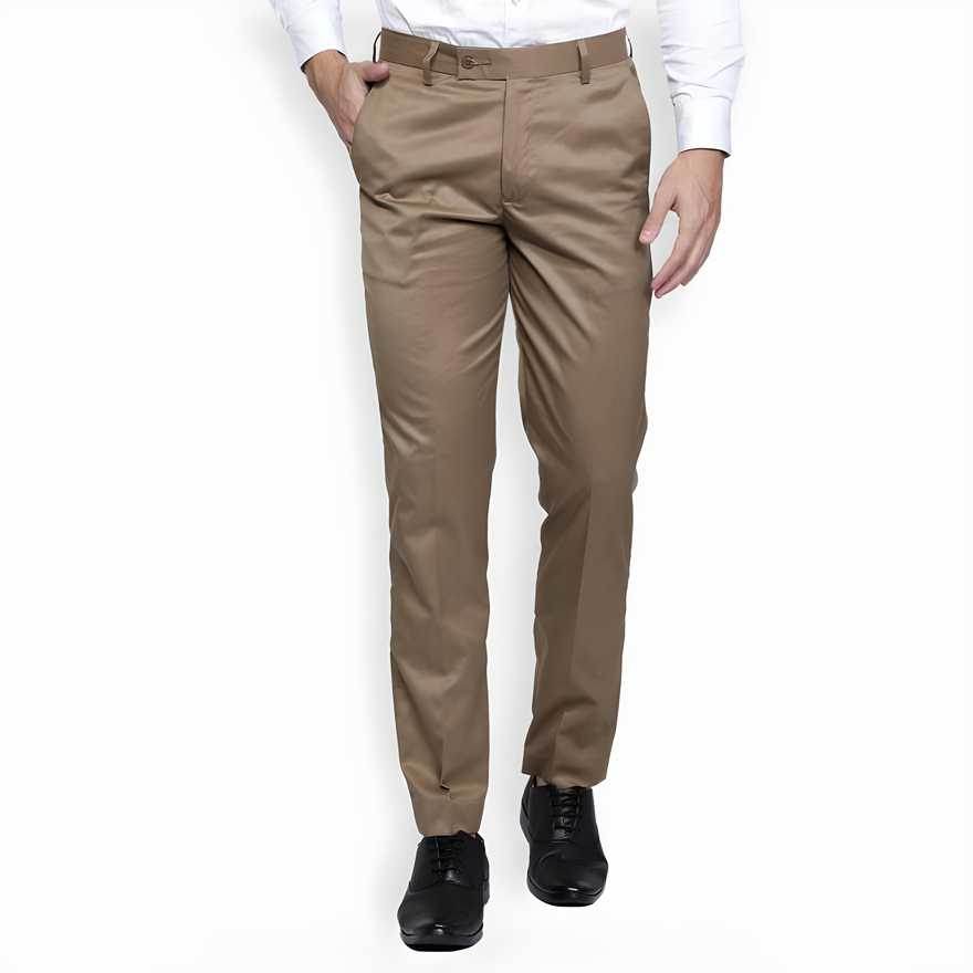 Lycra Blend Solid Regular Fit Mens Formal Trousers - MYLUXURY LANE ENTERPRISE