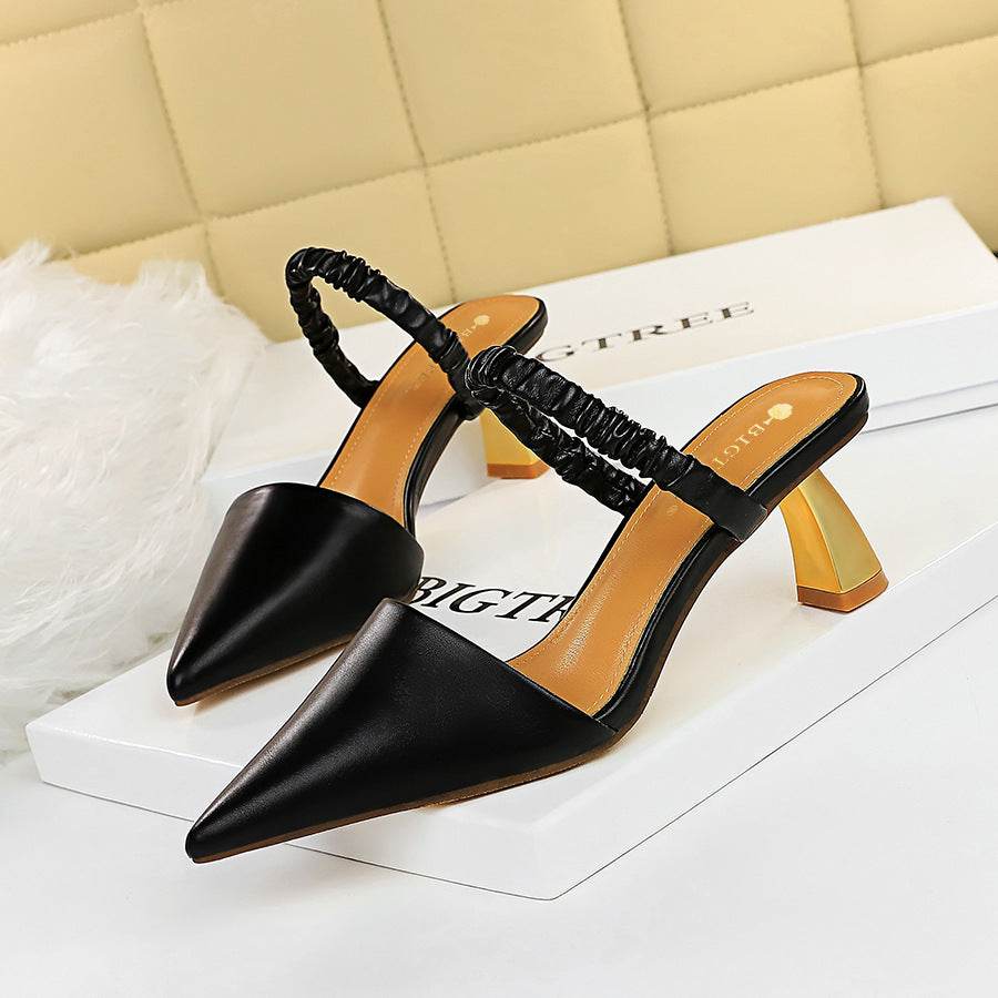 Shallow Mouth Pointed Toe Hollow One Word Belt Summer Sandals And Slippers - MYLUXURY LANE ENTERPRISE