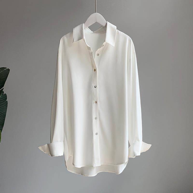 Women's Retro Fashion Satin Drape Long Sleeved Shirt - MYLUXURY LANE ENTERPRISE