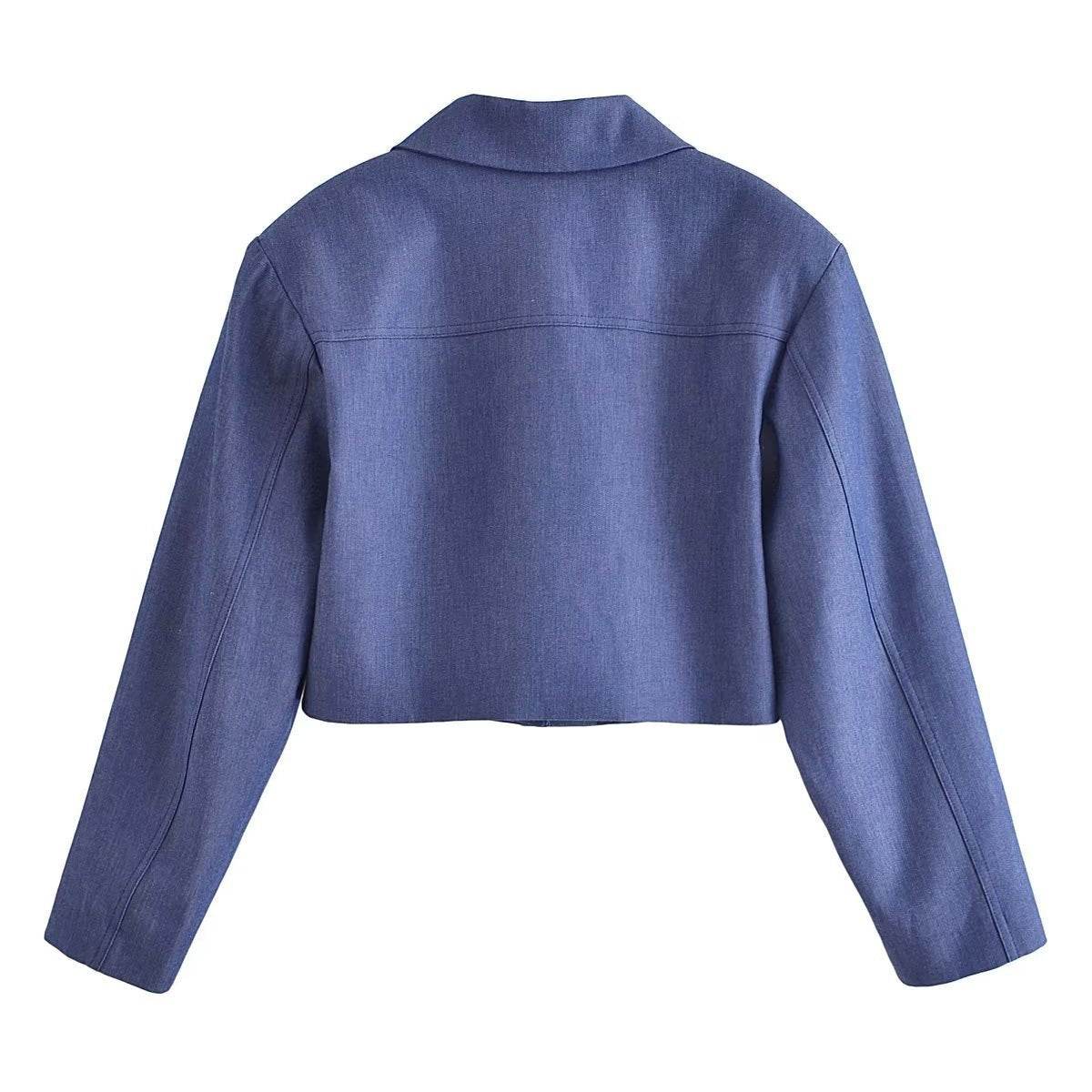 Double Pocket Cropped Coat Top High Waist Wide Leg Pants Suit - MYLUXURY LANE ENTERPRISE