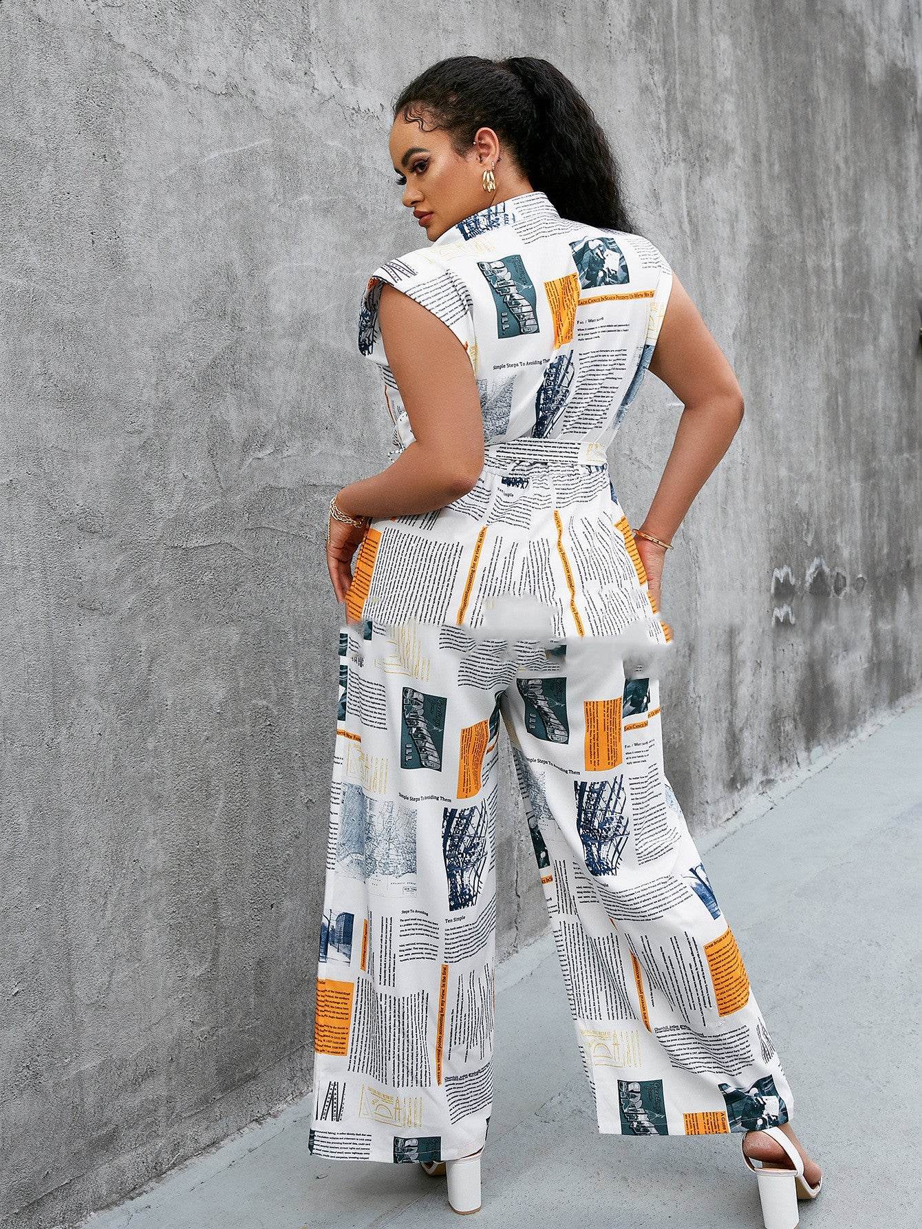 European And American Style Print Short Short Sleeve Fashion Slim Contrast Color Jumpsuit - MYLUXURY LANE ENTERPRISE