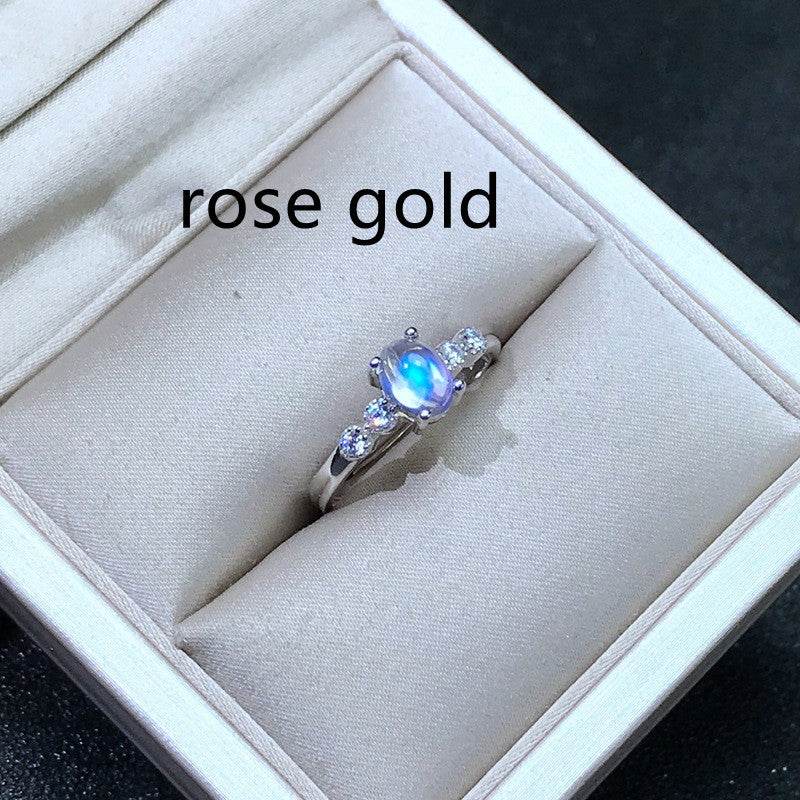 Inlaid Natural Blue Silver Moonstone Ring - MYLUXURY LANE ENTERPRISE