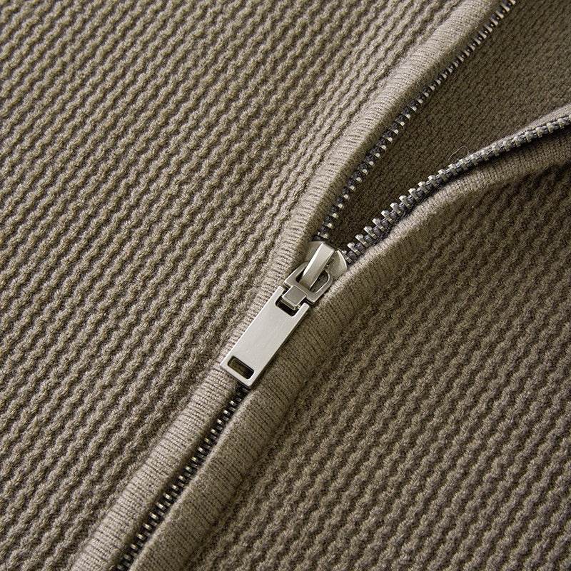 Cardigan Men's Sweater Zipper Solid Color Round Neck - MYLUXURY LANE ENTERPRISE
