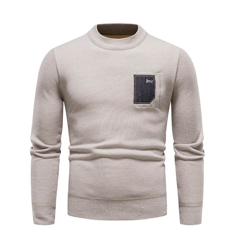 Men's Pasted Letter Embroidered Sweater Half High Neck - MYLUXURY LANE ENTERPRISE