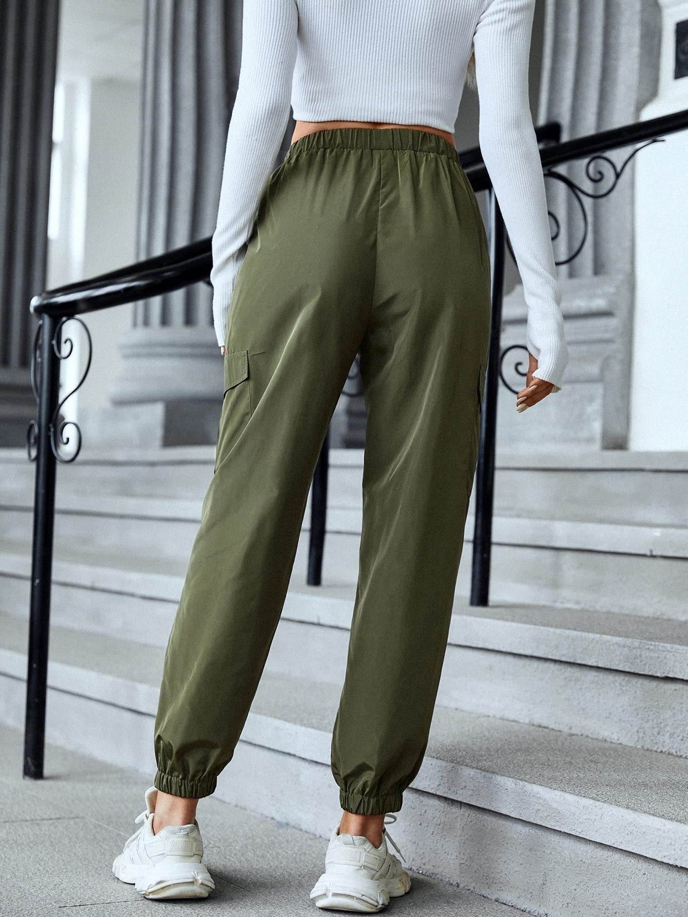 New Cargo Pants Fashion Casual Multi-pocket Elastic Waist Pencil Pants For Women - MYLUXURY LANE ENTERPRISE