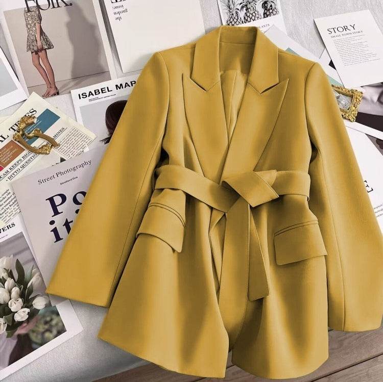 Spring And Autumn Korean Style Slim Fit Slimming Graceful And Fashionable Black Tie Small Tailored Suit Top - MYLUXURY LANE ENTERPRISE