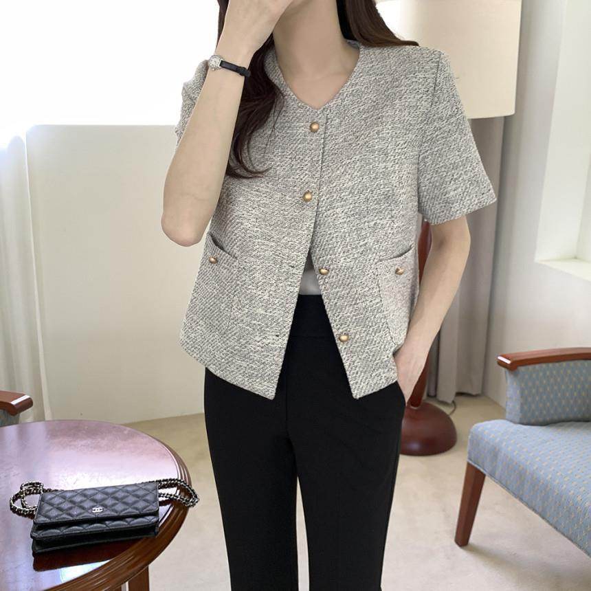 Women's Summer Gray Short Sleeve Coat Top - MYLUXURY LANE ENTERPRISE