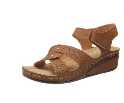 Retro Casual Flower Line Shaped Women's Slope Heel Sandals - MYLUXURY LANE ENTERPRISE