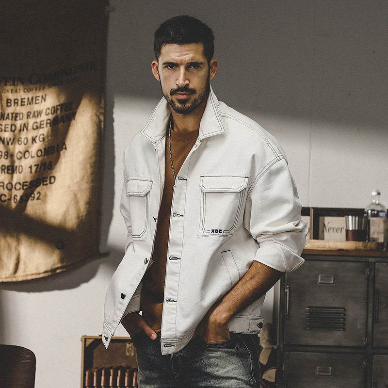 Denim Coat Men's Autumn American Simple All-matching - MYLUXURY LANE ENTERPRISE