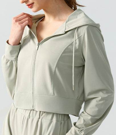 Women's Long-sleeved Zipper Cardigan Hooded Running Sports Workout Clothes - MYLUXURY LANE ENTERPRISE