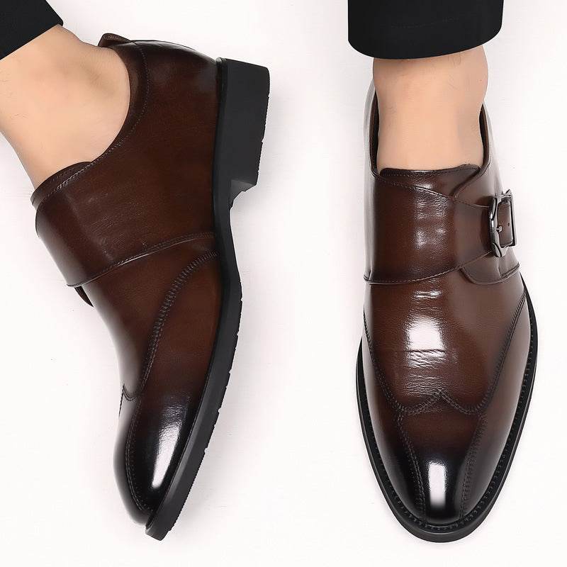 Casual Men's Buckle Color-changing Embroidered Leather Shoes - MYLUXURY LANE ENTERPRISE