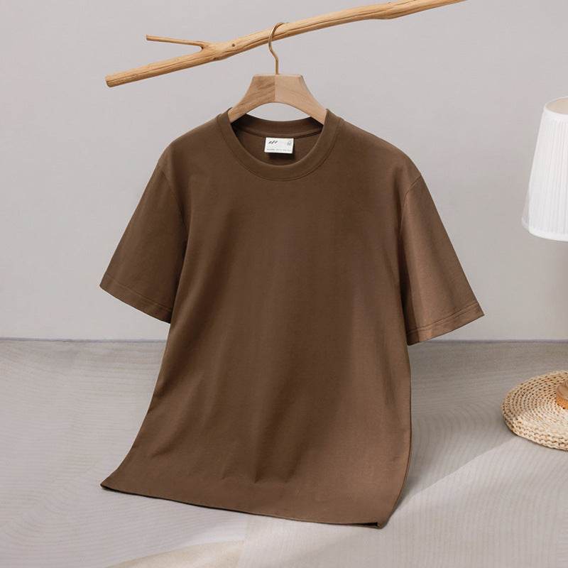 240 Cotton Short Sleeve Double Yarn Heavy T Men And Women Loose Round Neck - MYLUXURY LANE ENTERPRISE