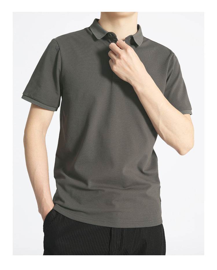 Solid Color Men's Business Short Sleeve Lapel T-shirt - MYLUXURY LANE ENTERPRISE