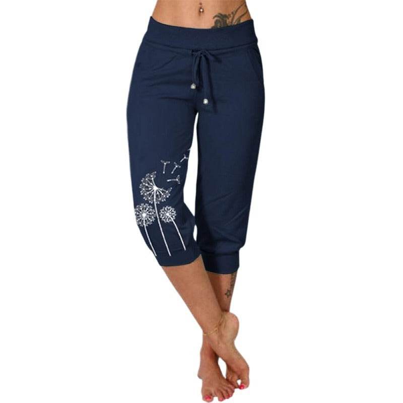 Casual Fashion Printing Loose High Waist Lace-up Cropped Pants - MYLUXURY LANE ENTERPRISE