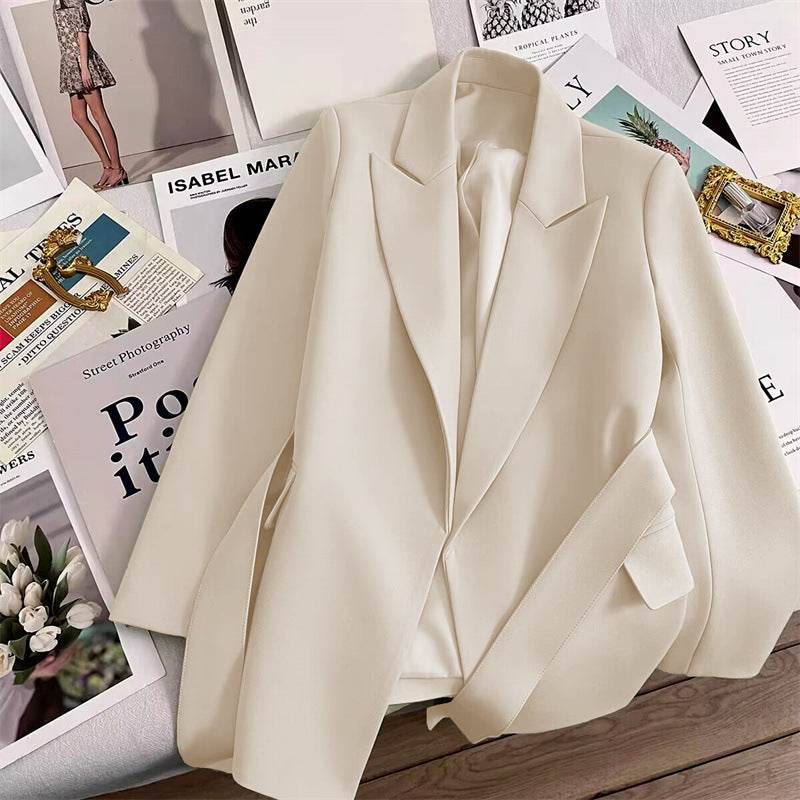 Spring And Autumn Korean Style Slim Fit Slimming Graceful And Fashionable Black Tie Small Tailored Suit Top - MYLUXURY LANE ENTERPRISE