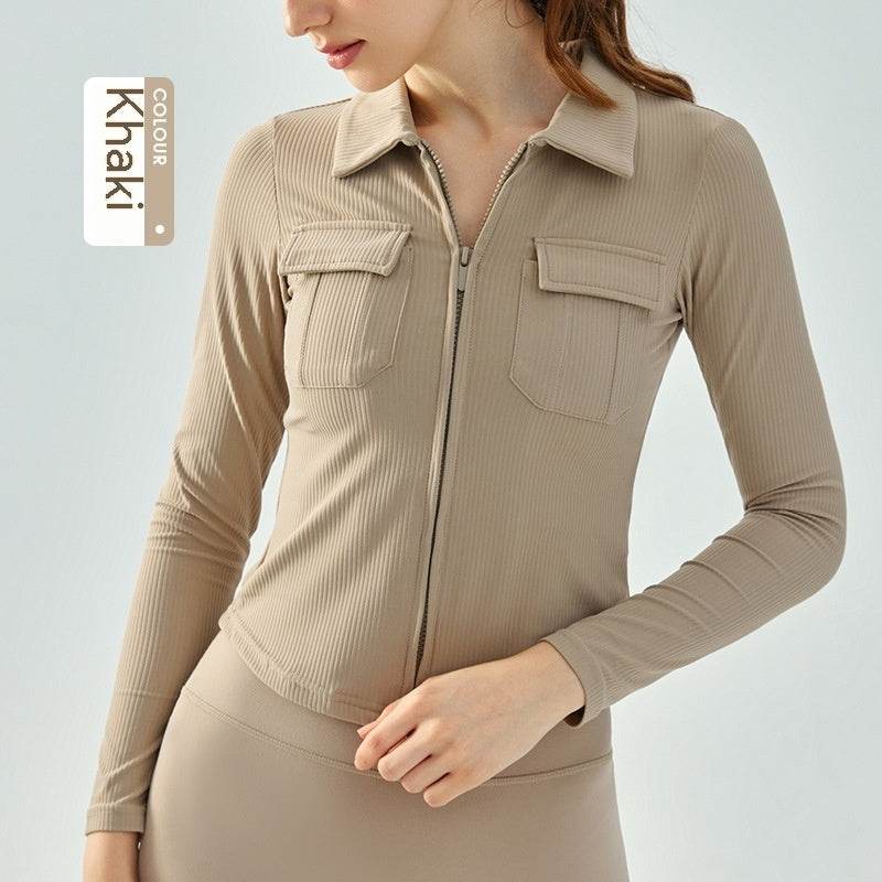 Women's Fashion Simple Lapel Workwear Yoga Jacket - MYLUXURY LANE ENTERPRISE