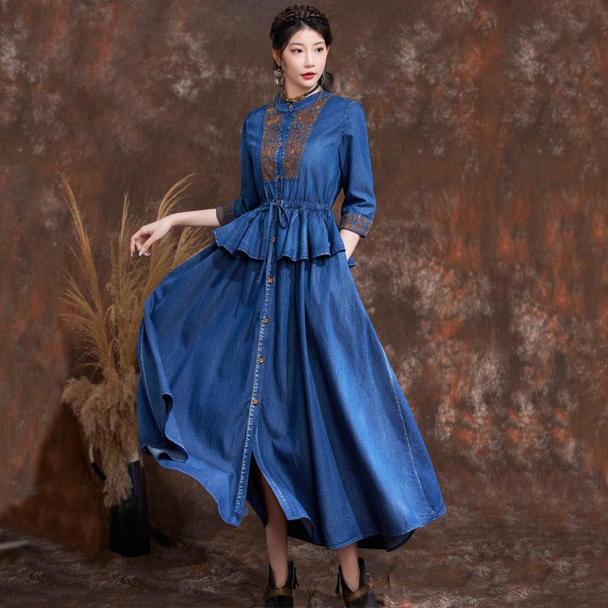 Lace Up Waist To Show Thin Sleeve Temperament Dress - MYLUXURY LANE ENTERPRISE