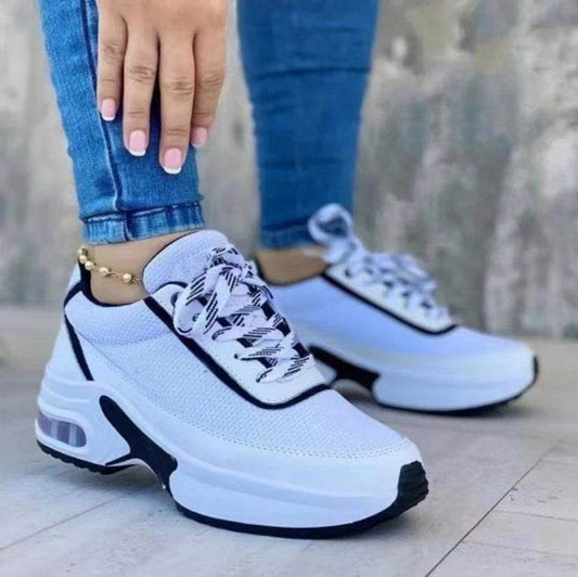 Sports Shoes Women SneakersThick Sole Mesh Breathable Casual Lace-Up Shoes - MYLUXURY LANE ENTERPRISE