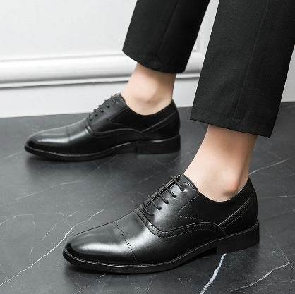 Business Leather Shoes Men's Formal Wear Oxford Pure Color Tied - MYLUXURY LANE ENTERPRISE