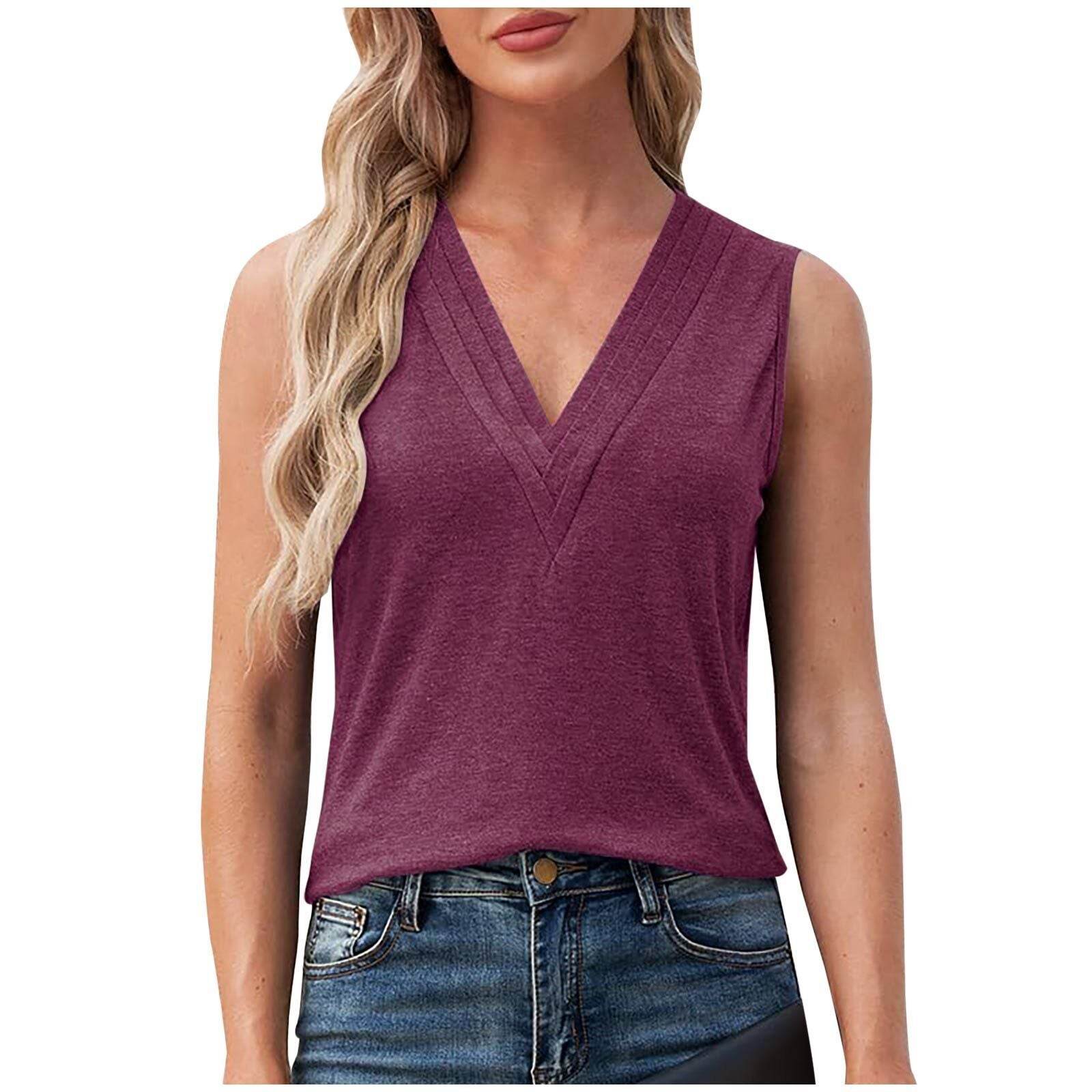 Solid Color Multi-layer Special V-neck Vest T-shirt For Women - MYLUXURY LANE ENTERPRISE