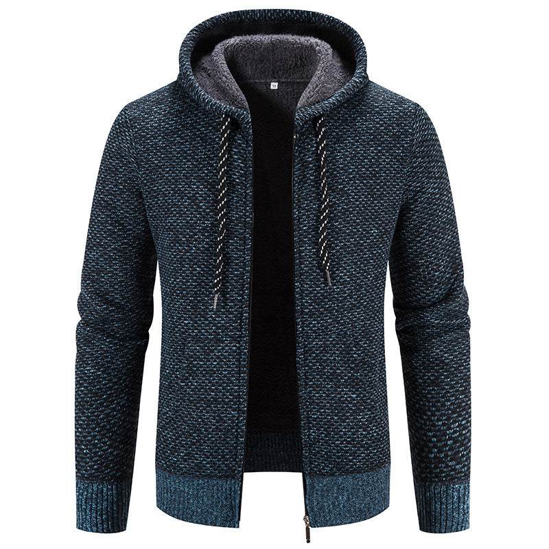 Winter Coat Zipper Closure Solid Color Long Sleeves Drawstring With Hat Keep Warm Casual Thicken Plush Sweater Coat For Daily - MYLUXURY LANE ENTERPRISE