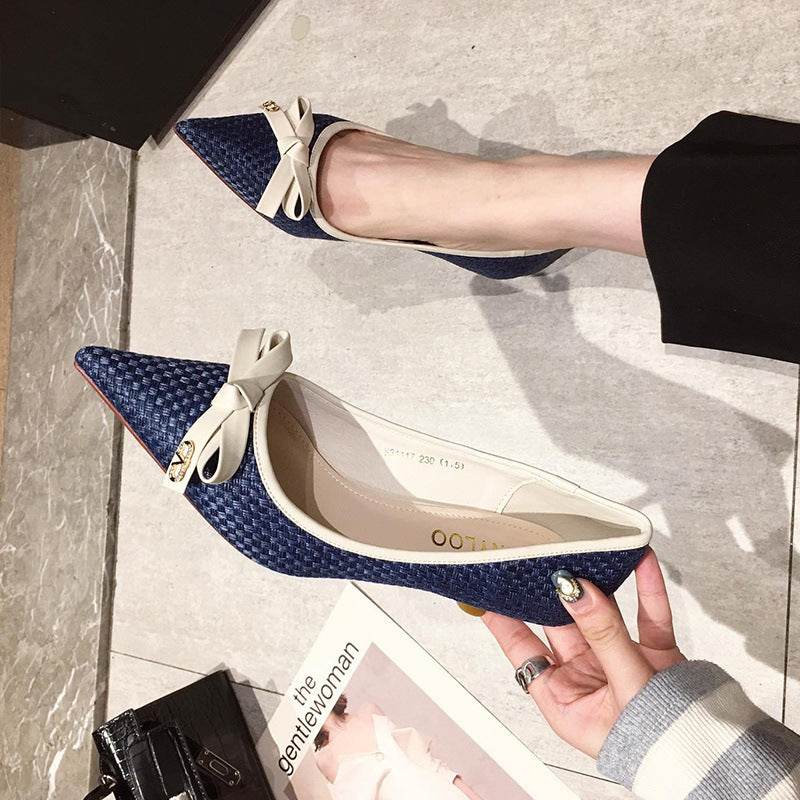 Women's Leather Bow Stiletto Pointed High Heels - MYLUXURY LANE ENTERPRISE