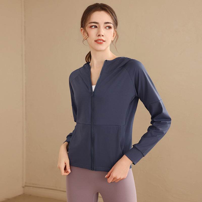 Yoga Clothing Top Long-sleeve Zipper Hooded Sports Jacket - MYLUXURY LANE ENTERPRISE