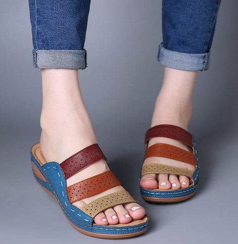 Large Size Women Hollow Out Rainbow Stitching Slippers - MYLUXURY LANE ENTERPRISE