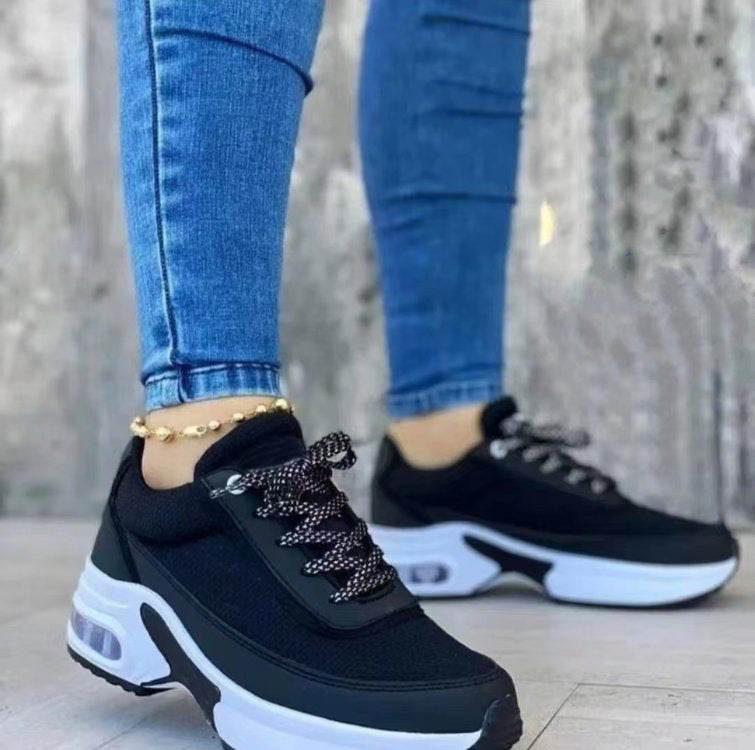Sports Shoes Women SneakersThick Sole Mesh Breathable Casual Lace-Up Shoes - MYLUXURY LANE ENTERPRISE