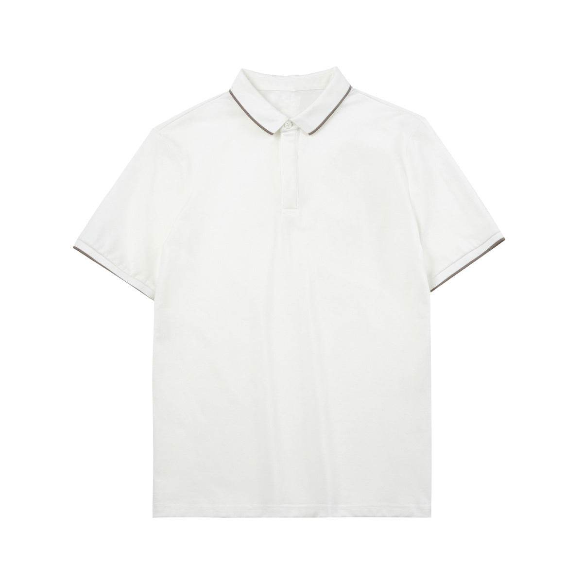 Simple Short-sleeved Polo Shirt Striped Contrast Color Lapels - MYLUXURY LANE ENTERPRISE
