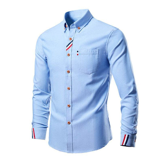 Men's Casual Fashion Slim Fit Lapel Long Sleeve Shirt - MYLUXURY LANE ENTERPRISE