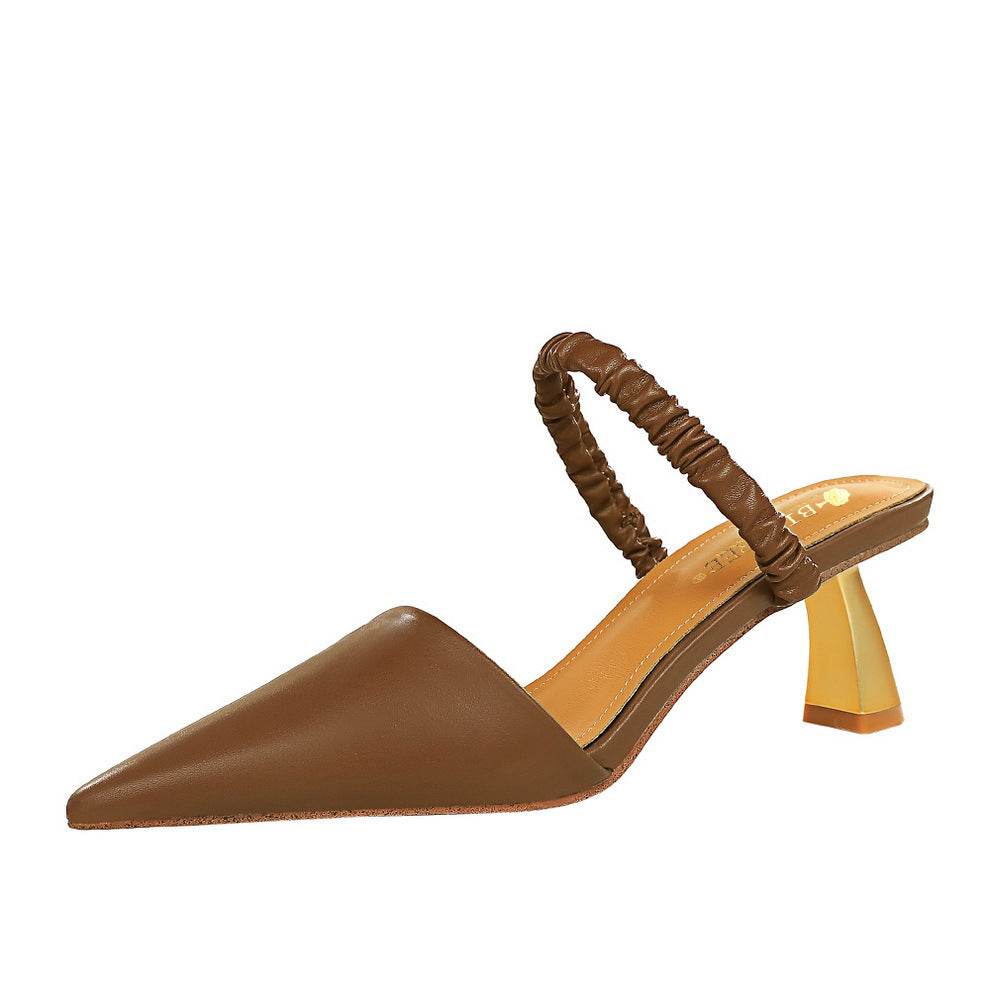 Shallow Mouth Pointed Toe Hollow One Word Belt Summer Sandals And Slippers - MYLUXURY LANE ENTERPRISE