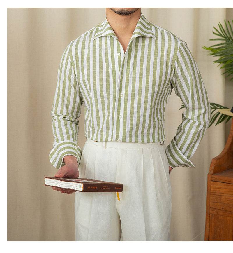 Men's Cotton Striped Business Casual Shirt - MYLUXURY LANE ENTERPRISE