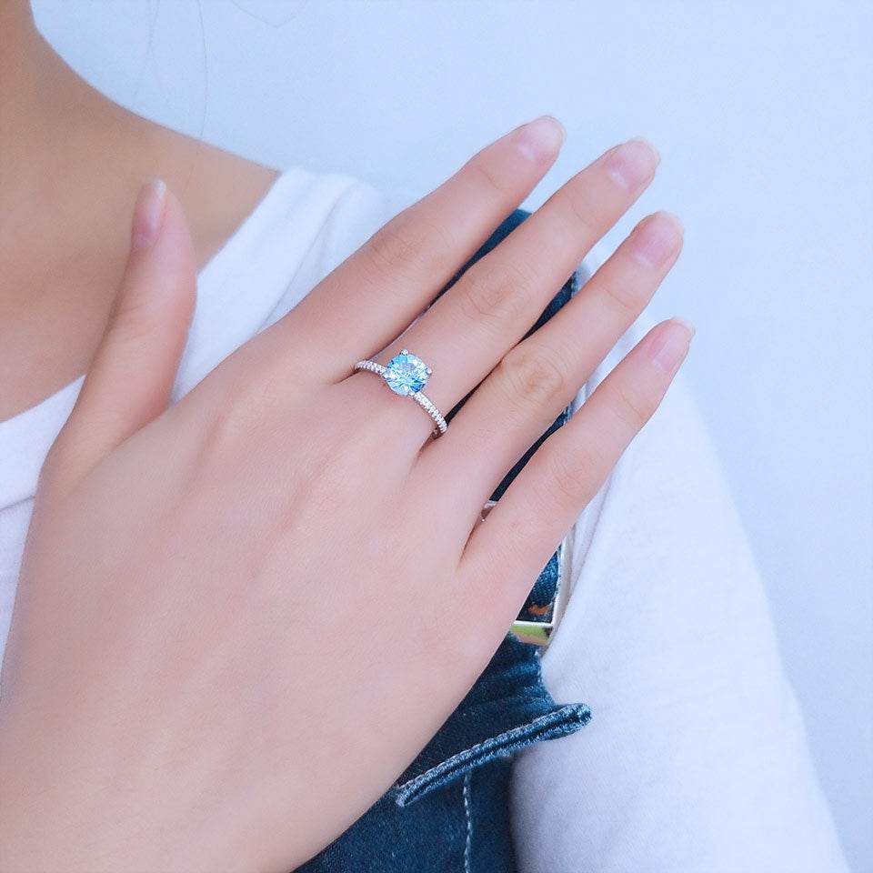 S925 Sterling Silver Sky Blue Topaz Rhinestone Zircon Light Luxury Square Ring - MYLUXURY LANE ENTERPRISE
