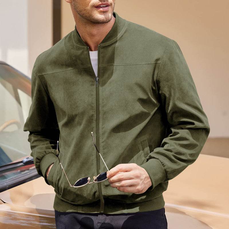 Men's Suede Solid Color Casual Retro Jacket - MYLUXURY LANE ENTERPRISE