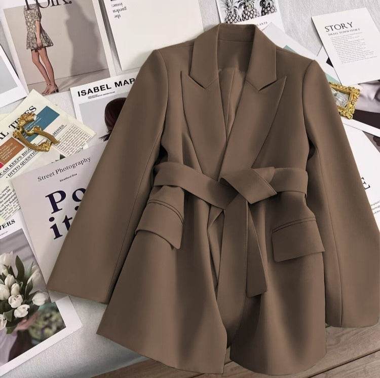 Spring And Autumn Korean Style Slim Fit Slimming Graceful And Fashionable Black Tie Small Tailored Suit Top - MYLUXURY LANE ENTERPRISE