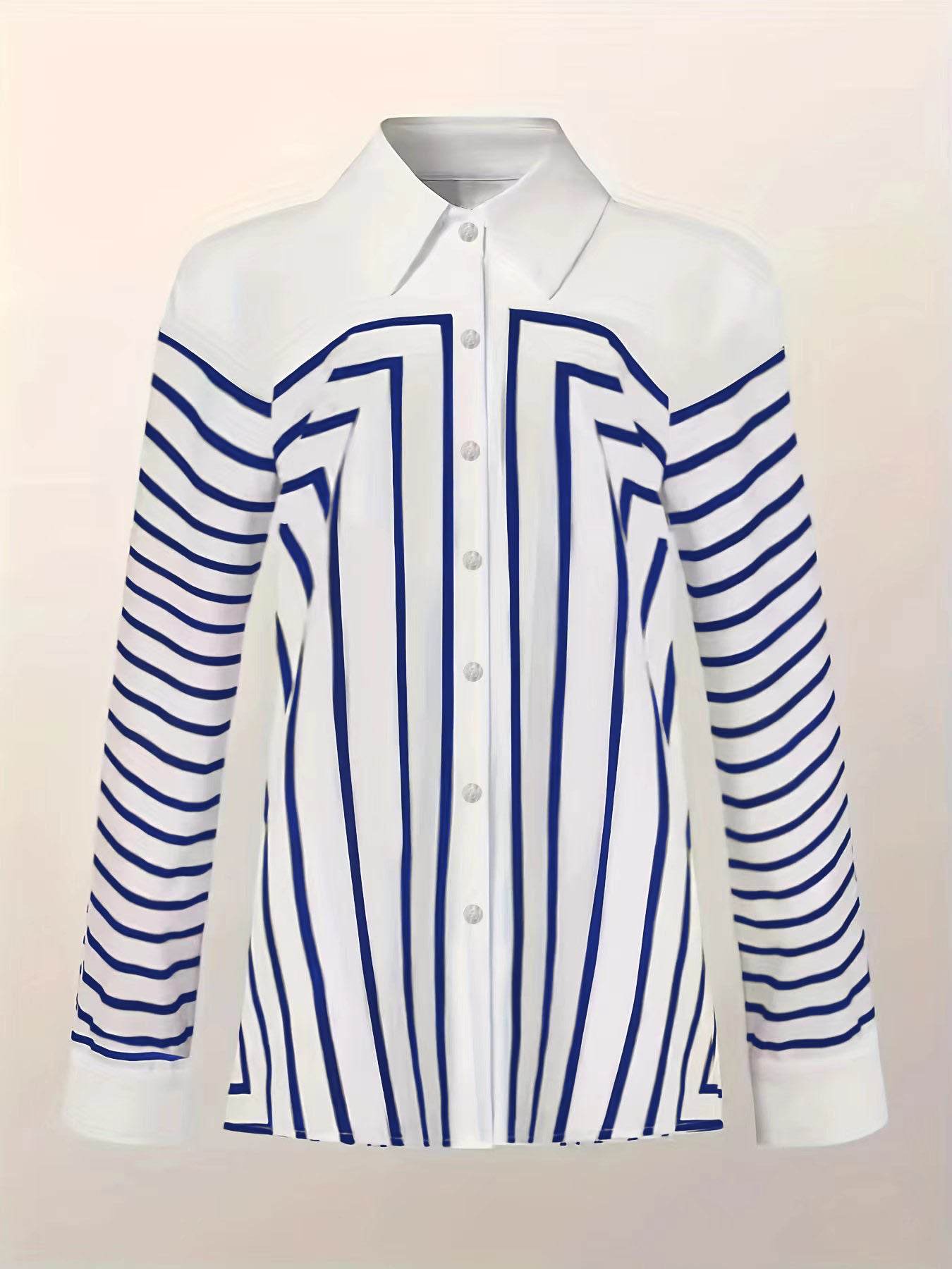 Autumn Striped Shirt Women's Long Sleeve Loose Silk Top - MYLUXURY LANE ENTERPRISE