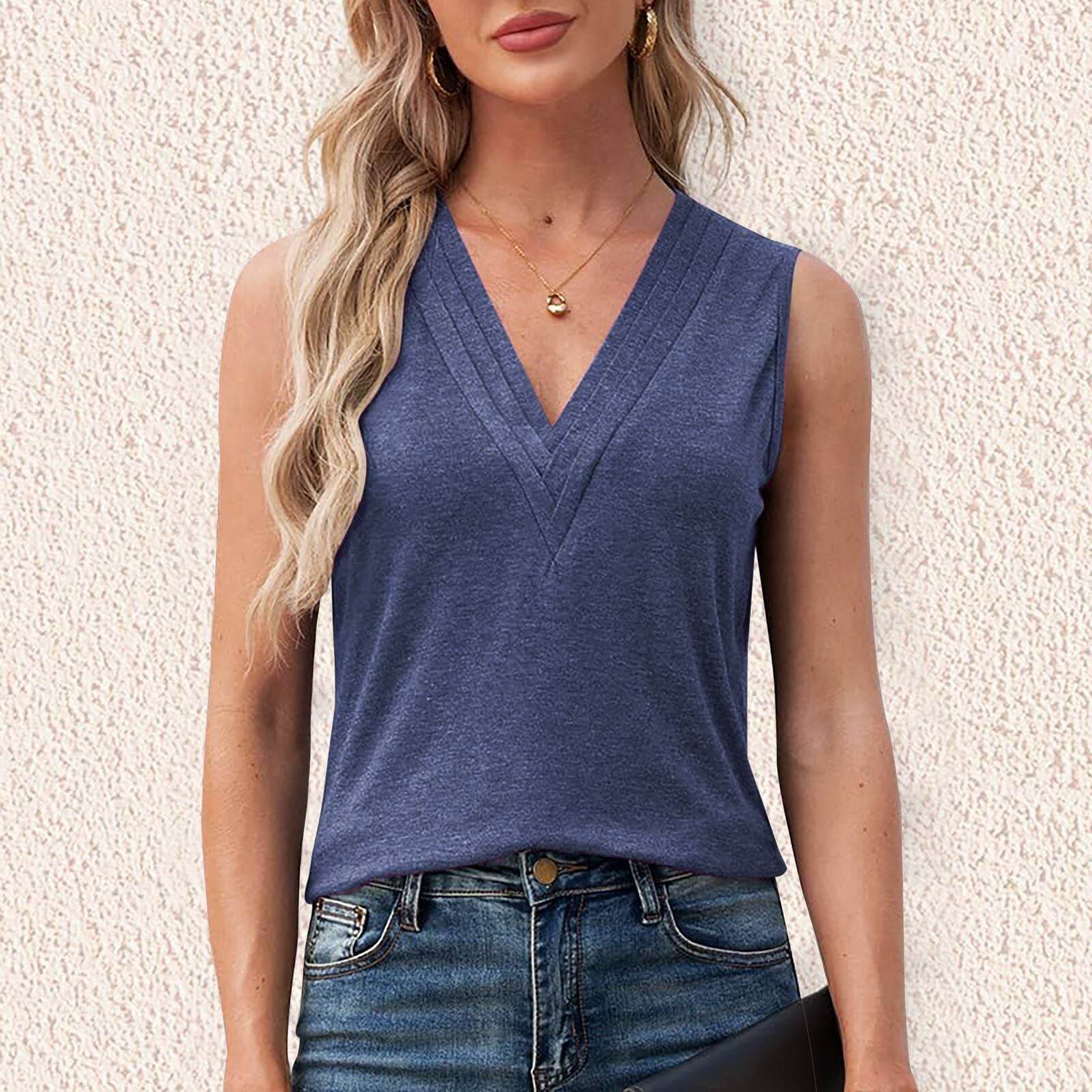 Solid Color Multi-layer Special V-neck Vest T-shirt For Women - MYLUXURY LANE ENTERPRISE