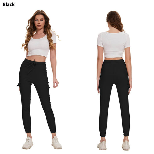 Multi-pocket Work Elegant Casual Elastic Waist Lace Up Pants - MYLUXURY LANE ENTERPRISE