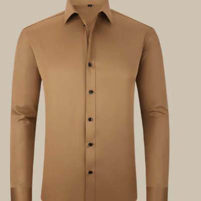 Men's Solid Color Vintage Long Sleeve Shirt Slim Top - MYLUXURY LANE ENTERPRISE