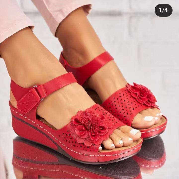 Women's Summer Plus Size Hollow-out Flower Platform Wedge Sandals - MYLUXURY LANE ENTERPRISE