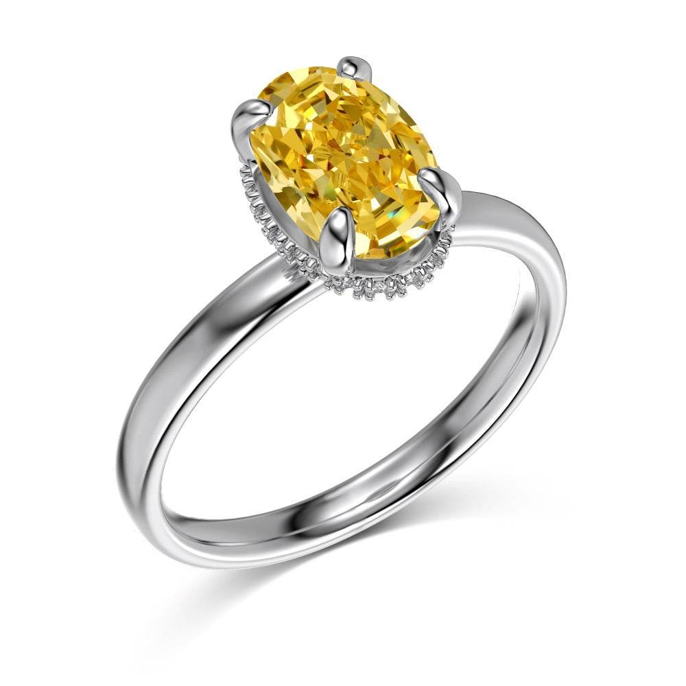 Oval 8A Ice Flower Cut Round Round Zirconium Inlaid Glossy Design Minority Fashion High-grade S925 Sterling Silver Ring - MYLUXURY LANE ENTERPRISE