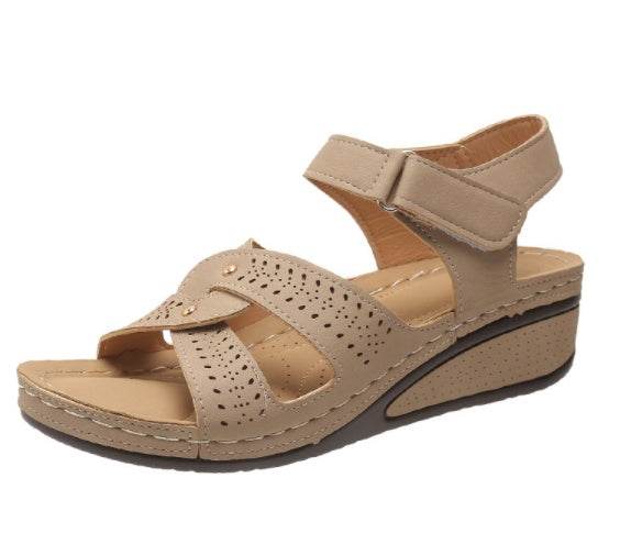 Retro Casual Flower Line Shaped Women's Slope Heel Sandals - MYLUXURY LANE ENTERPRISE