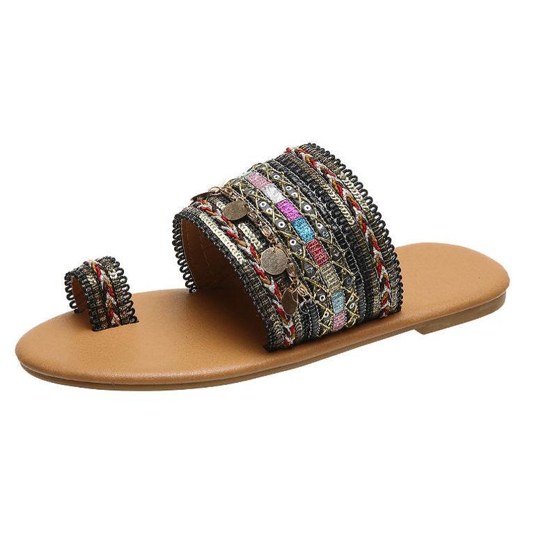 Women's Flat Sandals Bohemian Toe Covering - MYLUXURY LANE ENTERPRISE