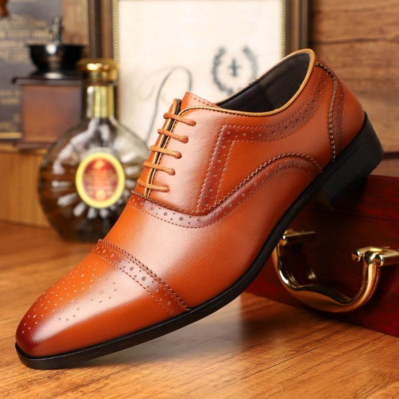 Plus Size Men's Business Formal British Pointed Leather Shoes - MYLUXURY LANE ENTERPRISE