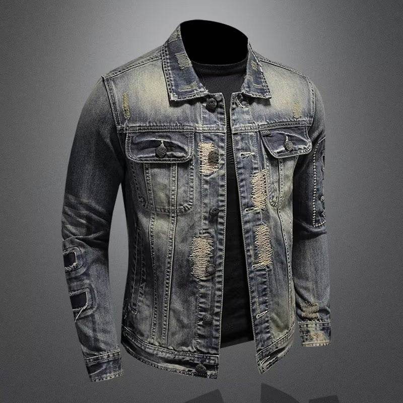 Spring And Autumn Retro Distressed Men's Denim Coat - MYLUXURY LANE ENTERPRISE